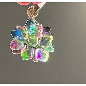 Small Iridescent Flower Sterling Silver Pendant